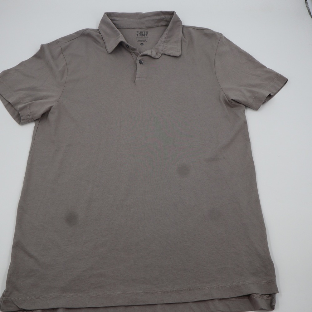 Flint and Tinder Mens XL Gray Supima Cotton Short‎ Sleeve Polo Shirt Made in USA